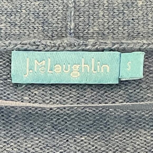 J. McLaughlin Sherrin Cashmere Blue Color Block Open Front Drape Cardigan Small - Picture 6 of 7